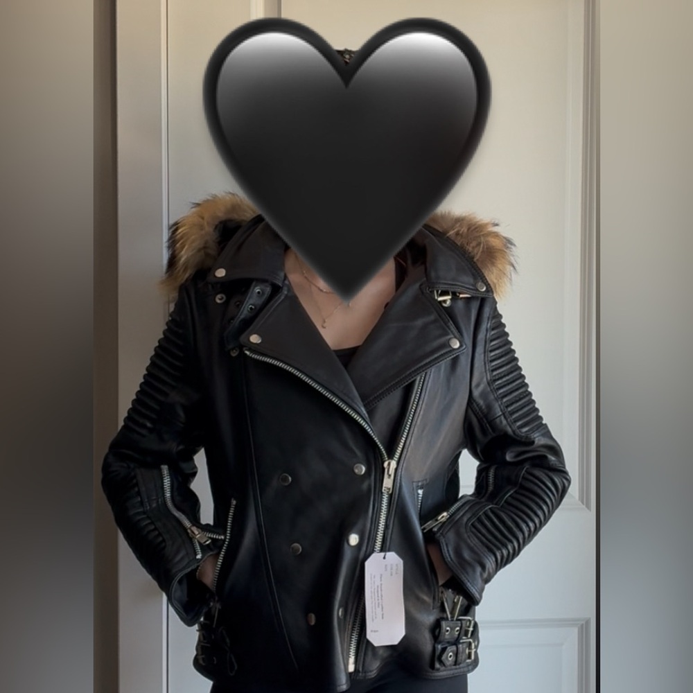 REAL leather and fur Alen Cooper jacket. Removable hood. Silver hardware. - Picture 7 of 12